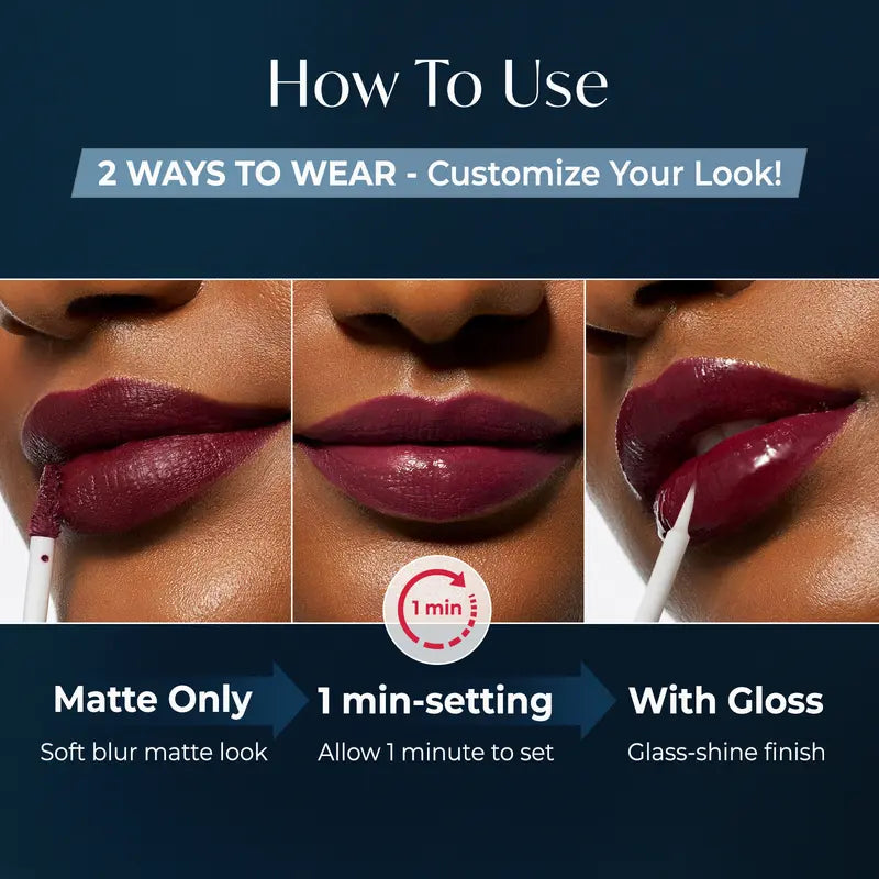 Herbivoren Dual-Tone Dual-Ended Liquid Lipstick, Matte & Gloss Two-Tip Lip Color